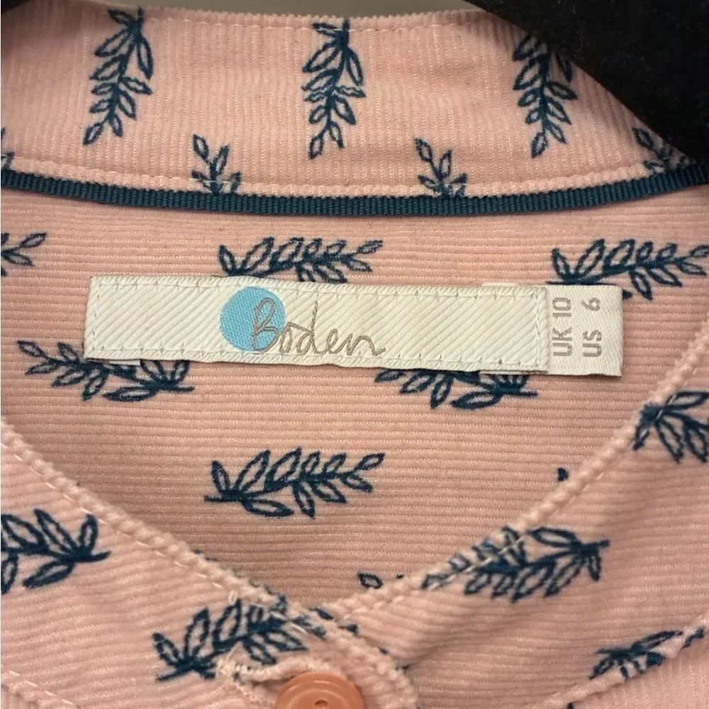 BODEN Marina Button Up Curduroy Shirt Pink Blue Women’s Size 6 - Picture 6 of 7